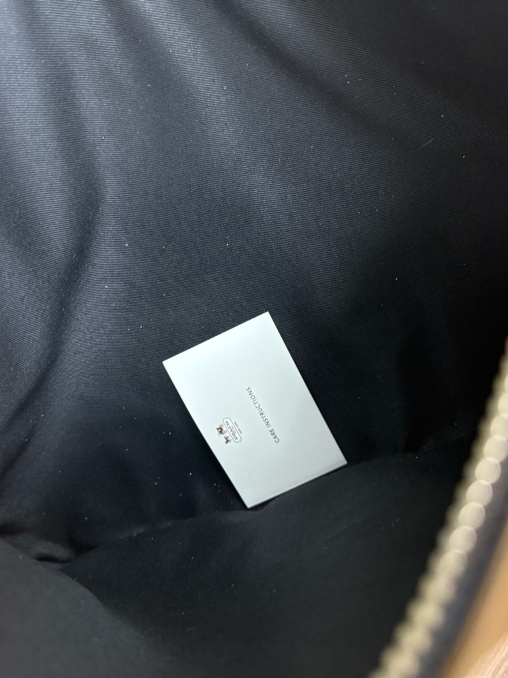 COACH Men's Tan and Olive Leather Zip Pouch with Black Stripes - Picture 9 of 11